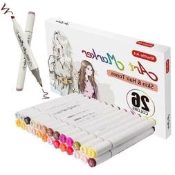 Shuttle Art 26 Colors Skin & Hair Tones Dual Tip Marker Perm