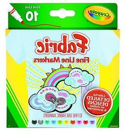 Crayola 588626 Fabric Markers, 10 Assorted Colors, 10/Set