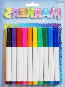 Darice 10-Piece Ceramic Glass Markers, Assorted Colors