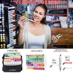 For Adult Kids Coloring Books Whit Case 80 Colors Brush Tip