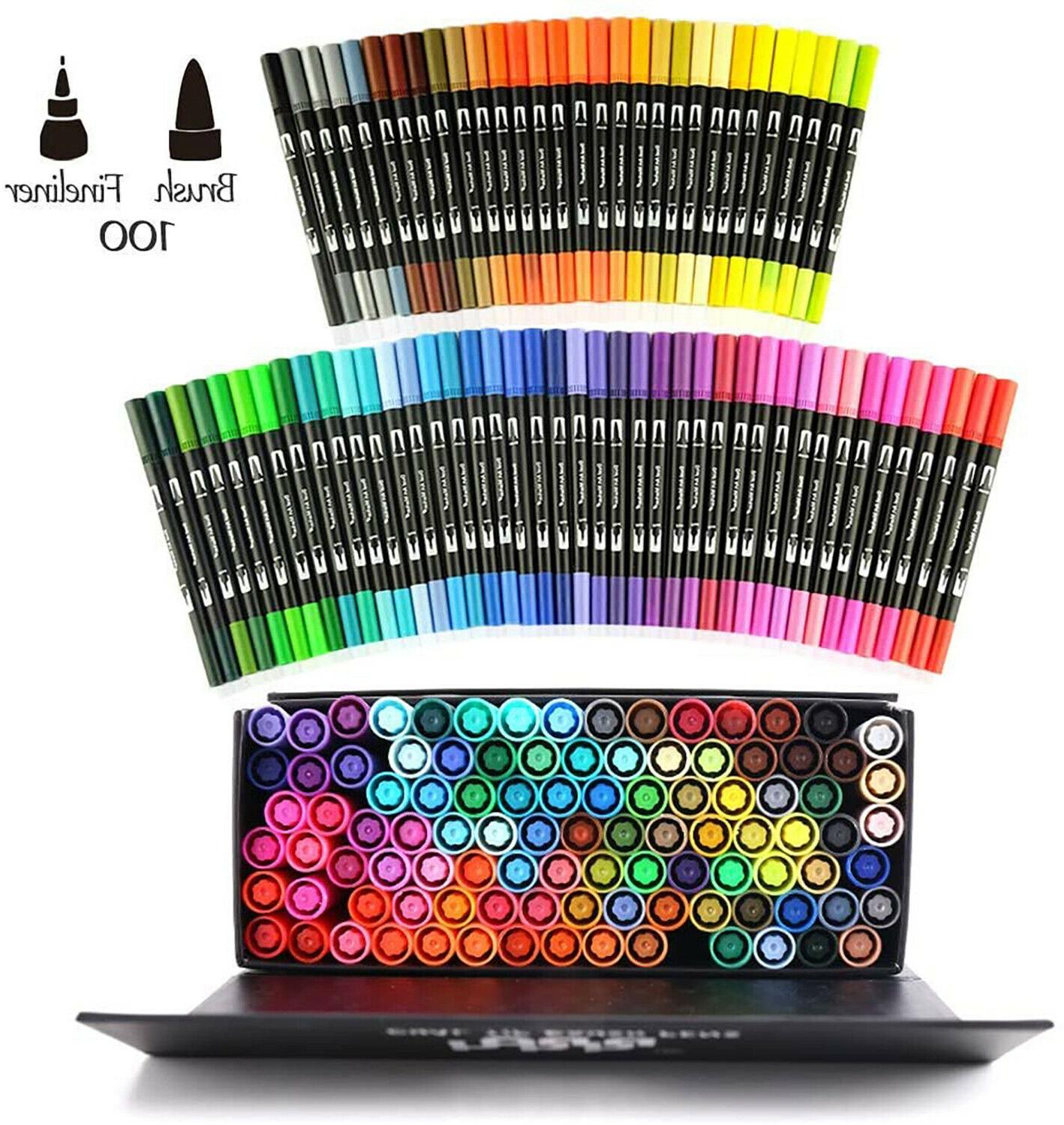 100 Colors Brush Pens Brush Tip 0.4mm