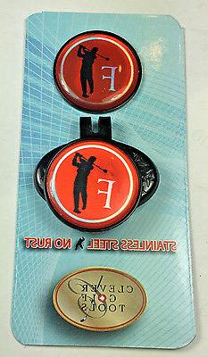 2 Initial Letter  Men  Golf Ball Marker. + 1 Magnetic Hat Cl
