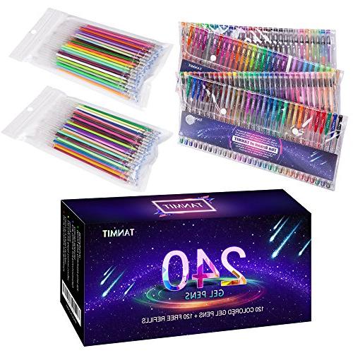 Tanmit 240 Gel Pens Set 120 Colored Gel