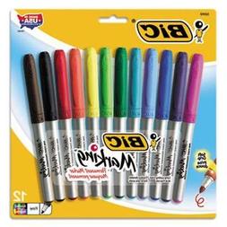Bic Mark-It Permanent Markers, Fine Point, Assorted, 12/Set 