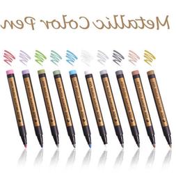 STA 10 Color Colorful Marker Pens Metallic Paint Sheen Glitt